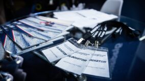 Participant badges with the Gladiator logo