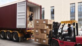 Unloading a container at the warehouse