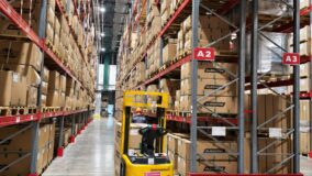 Aisle between warehouse racks